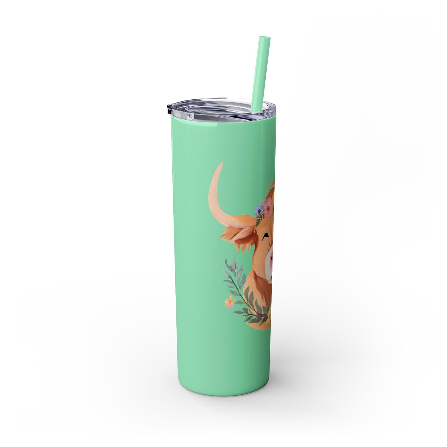 Highland Cow Skinny Tumbler with Straw, 20oz