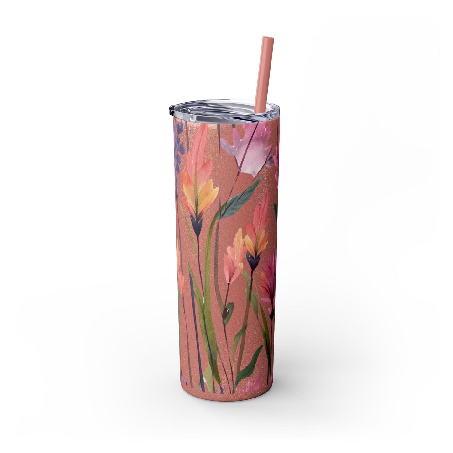 Wildflower Skinny Tumbler with Straw, 20oz