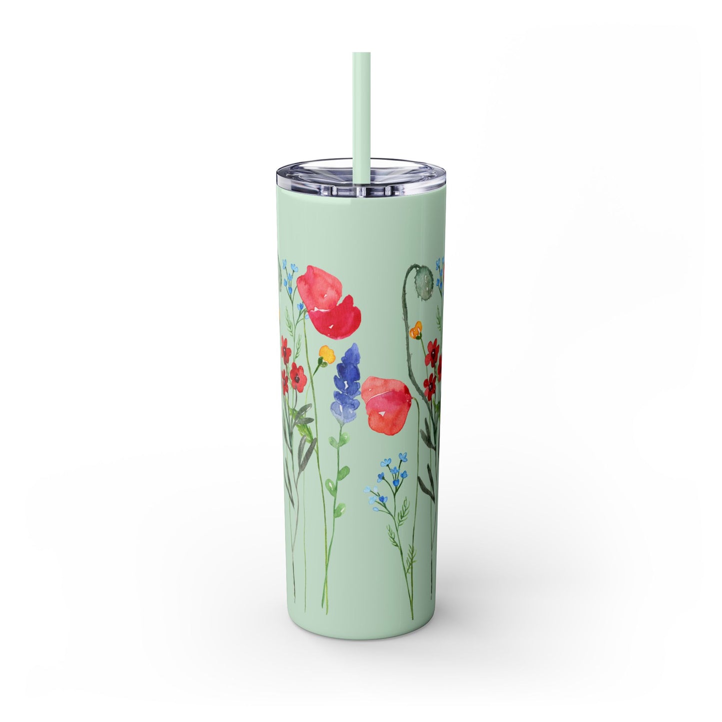 Wildflower Skinny Tumbler with Straw, 20oz