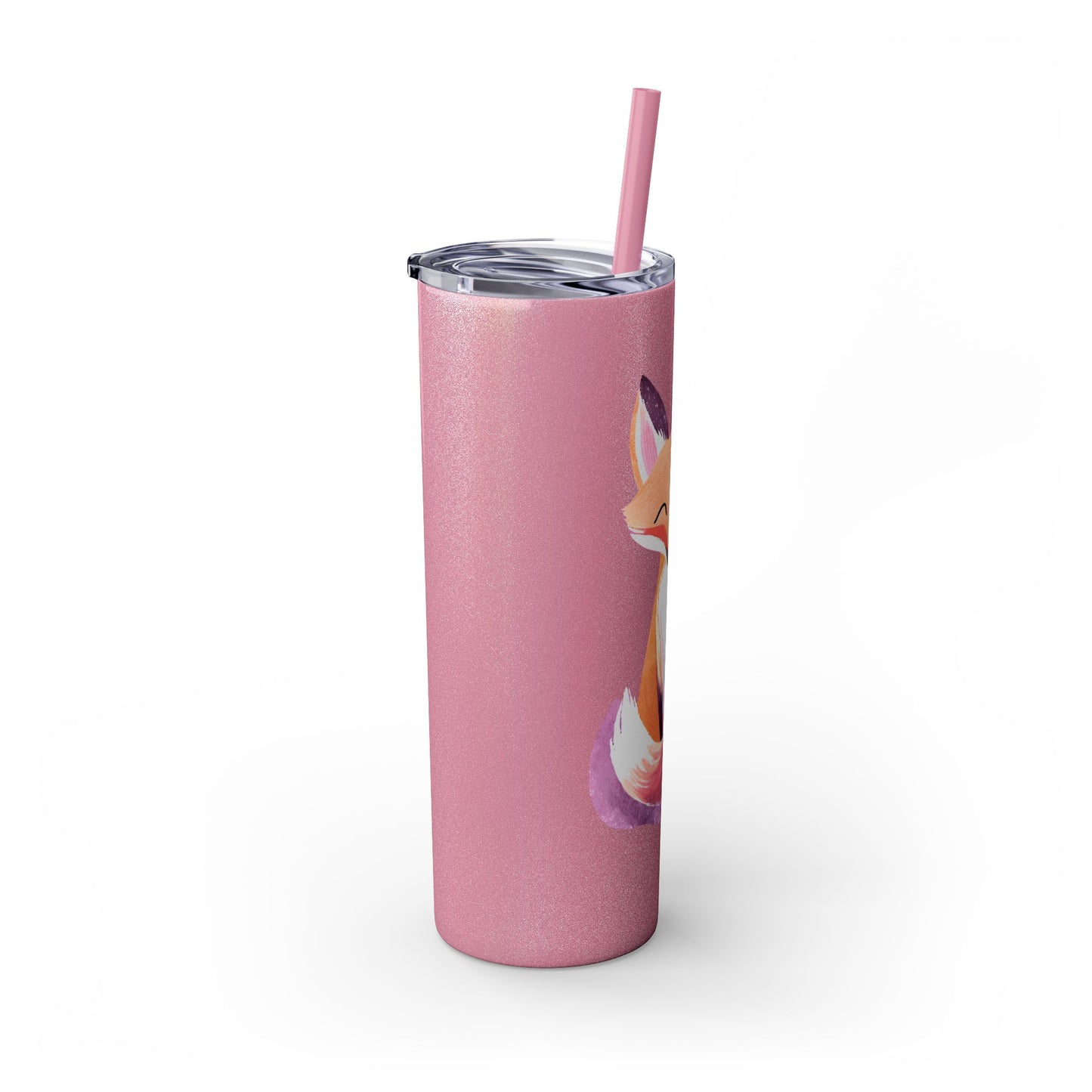 Cute Fox Skinny Tumbler with Straw, 20oz