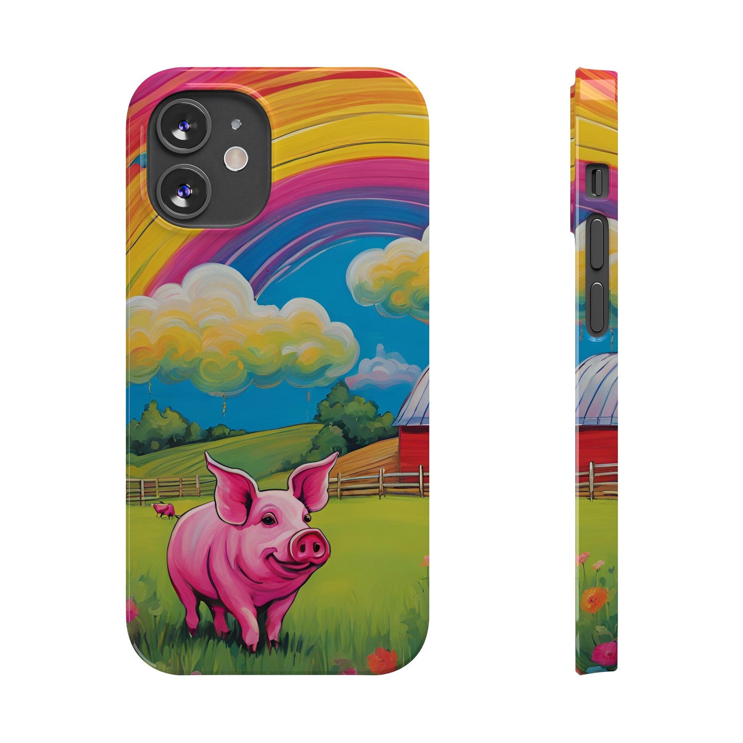 Rainbow Pig Farm Slim Phone Case