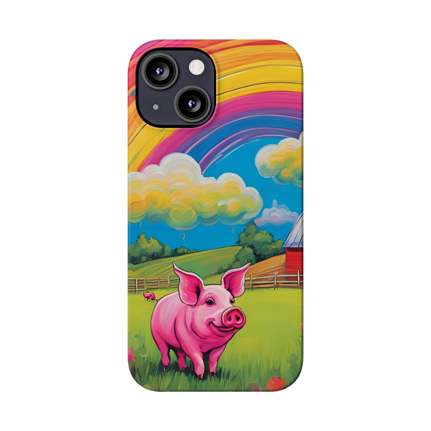 Rainbow Pig Farm Slim Phone Case