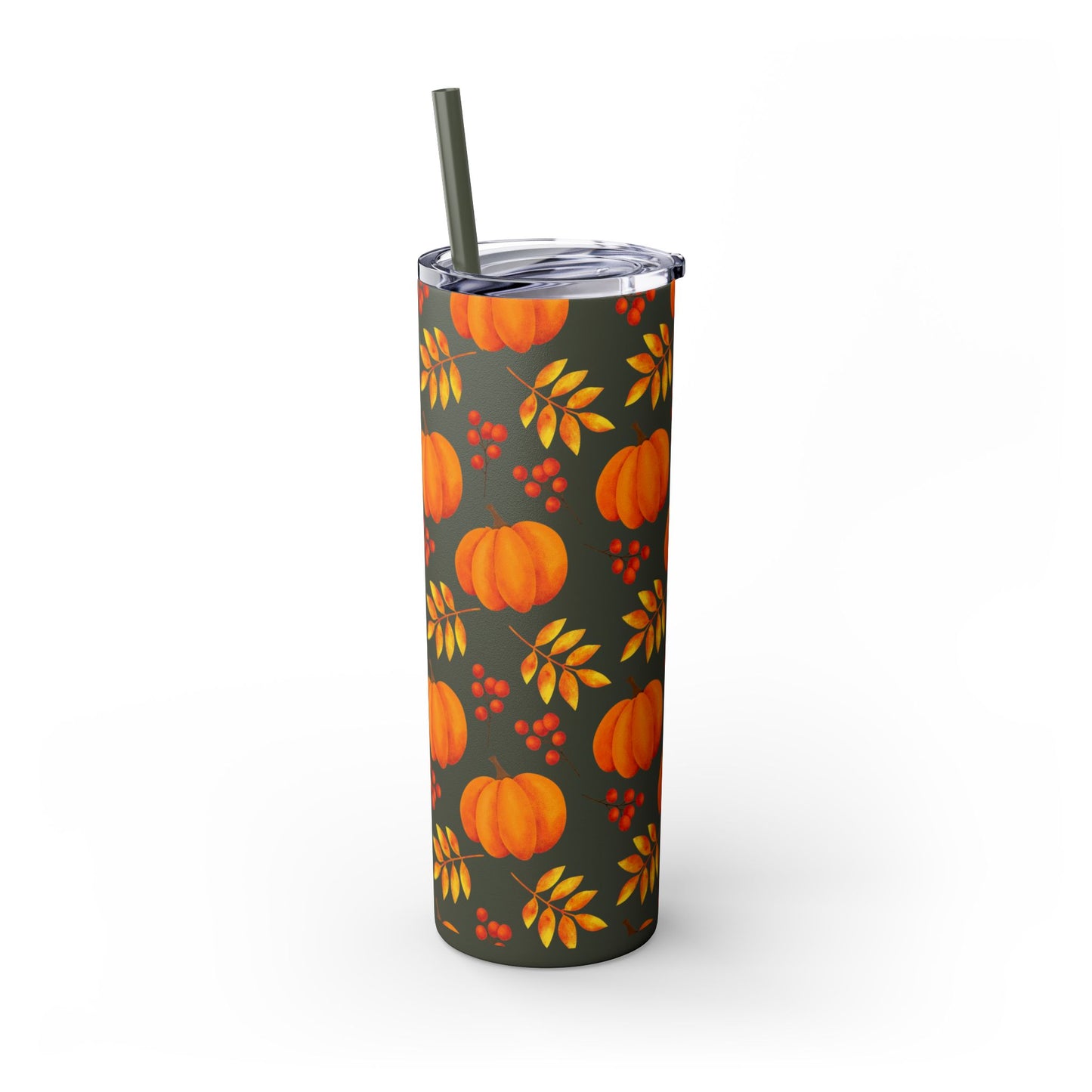 Pumpkin Skinny Tumbler with Straw, 20oz