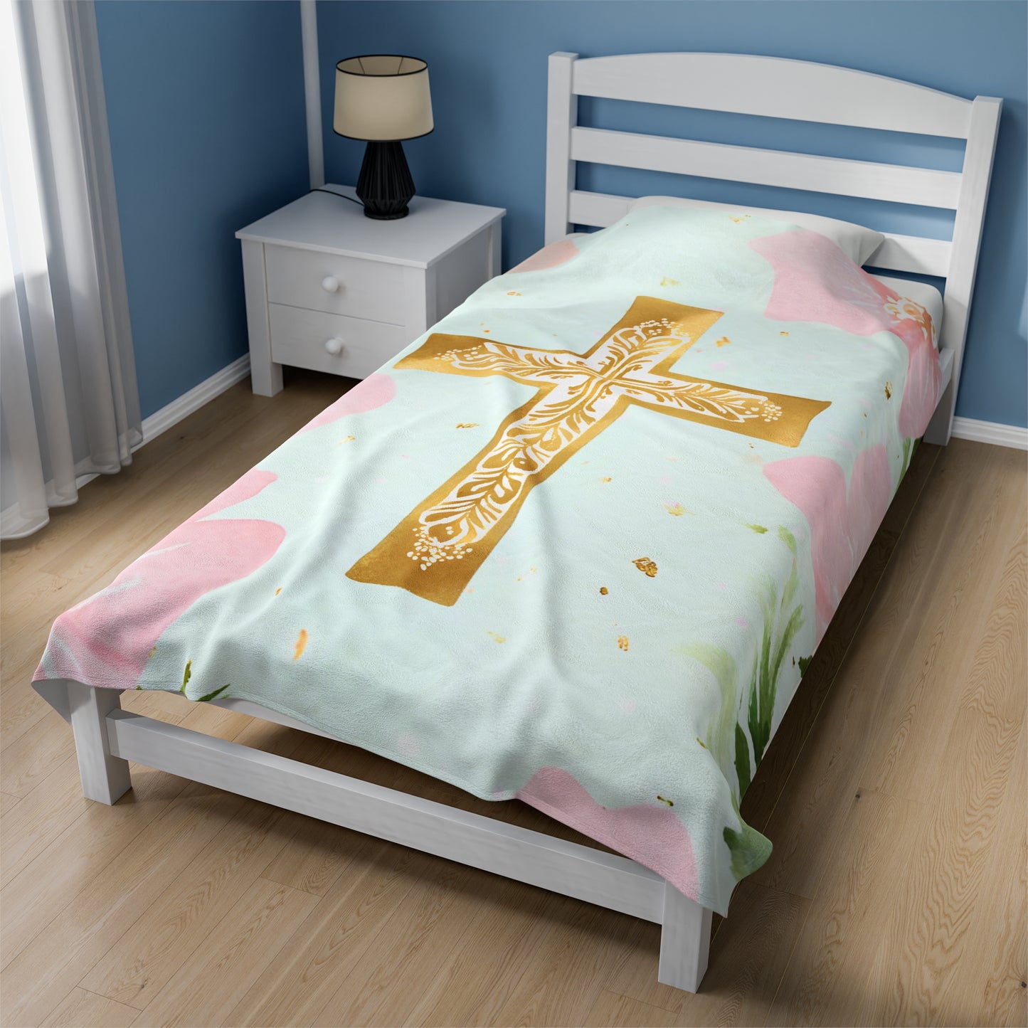 Gold Cross Plush Blanket