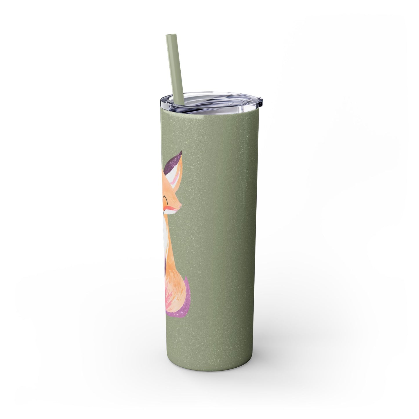 Cute Fox Skinny Tumbler with Straw, 20oz