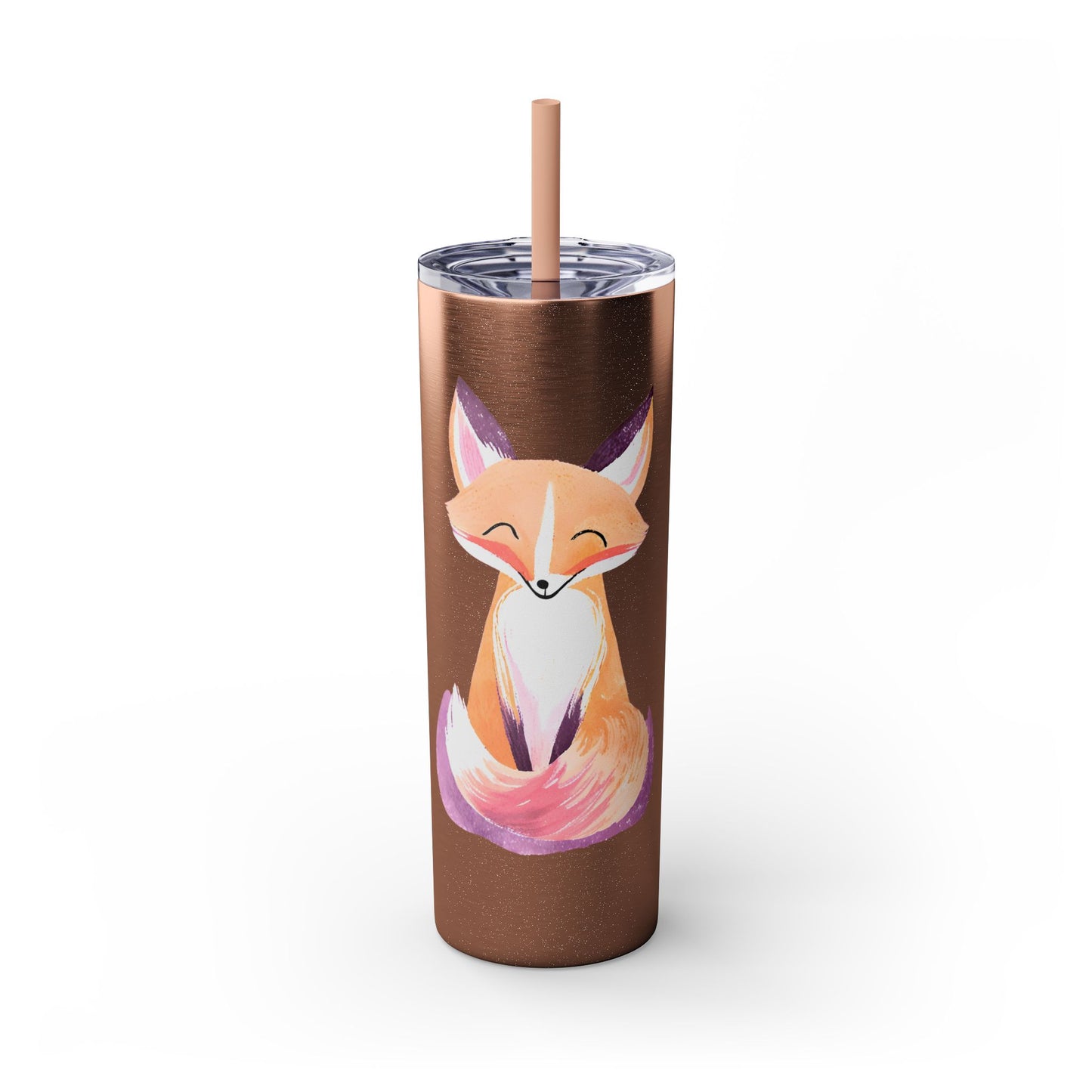 Cute Fox Skinny Tumbler with Straw, 20oz