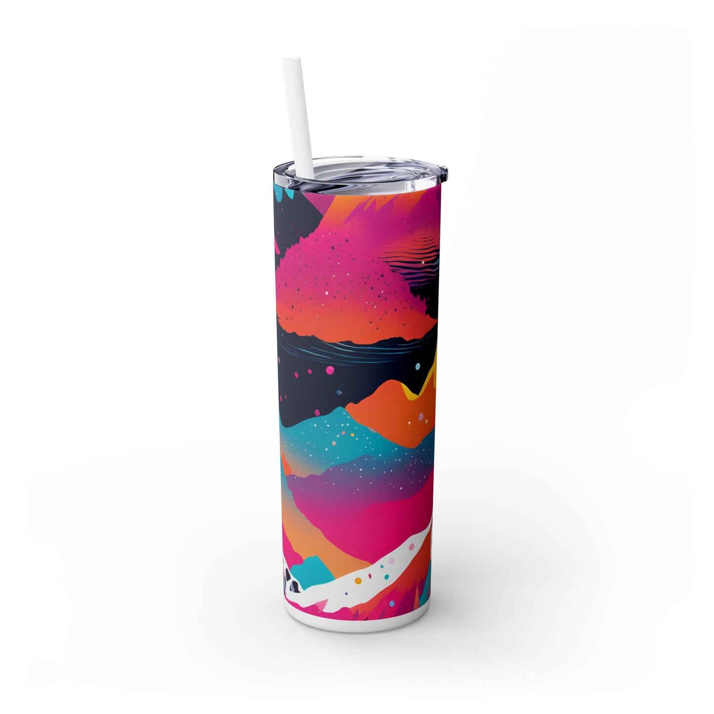 Snow Leopard Skinny Tumbler with Straw, 20oz