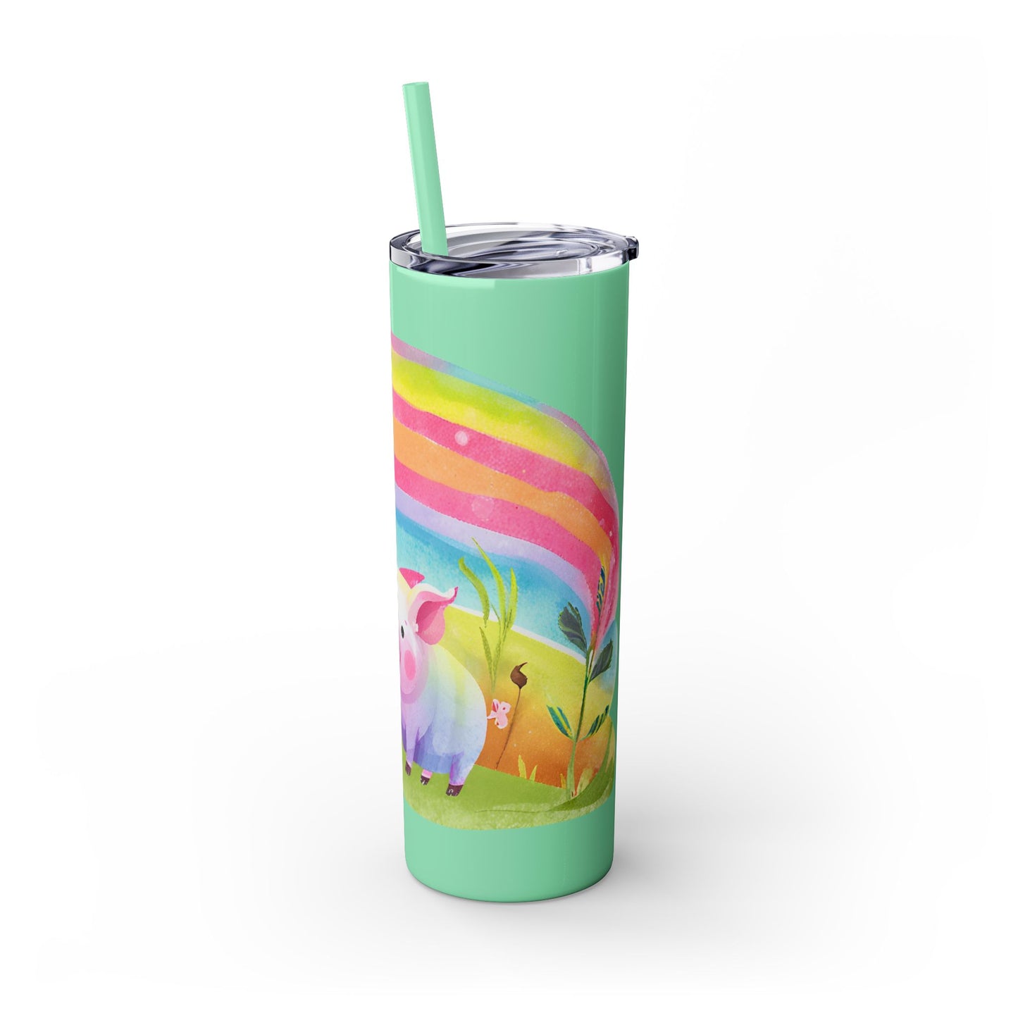 Rainbow Pig Tumbler with Straw, 20oz