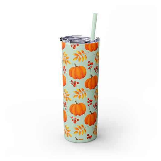 Pumpkin Skinny Tumbler with Straw, 20oz