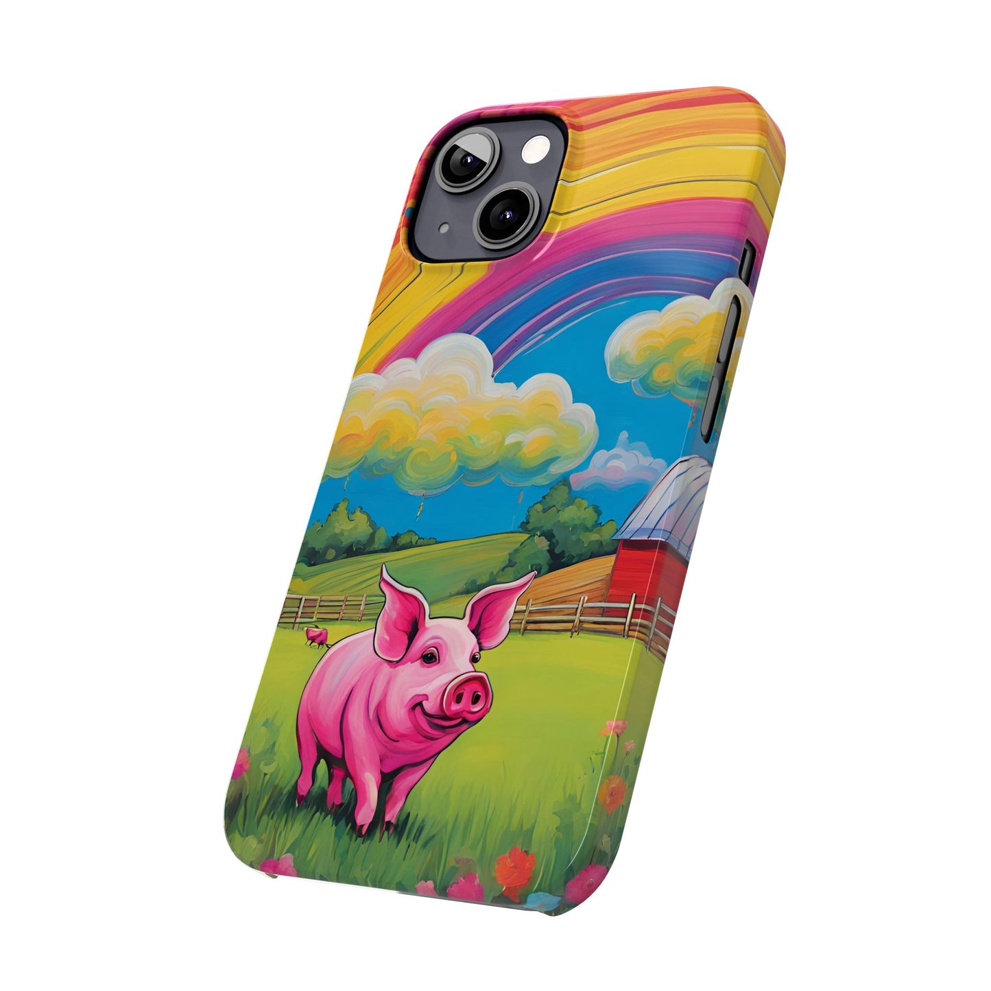 Rainbow Pig Farm Slim Phone Case