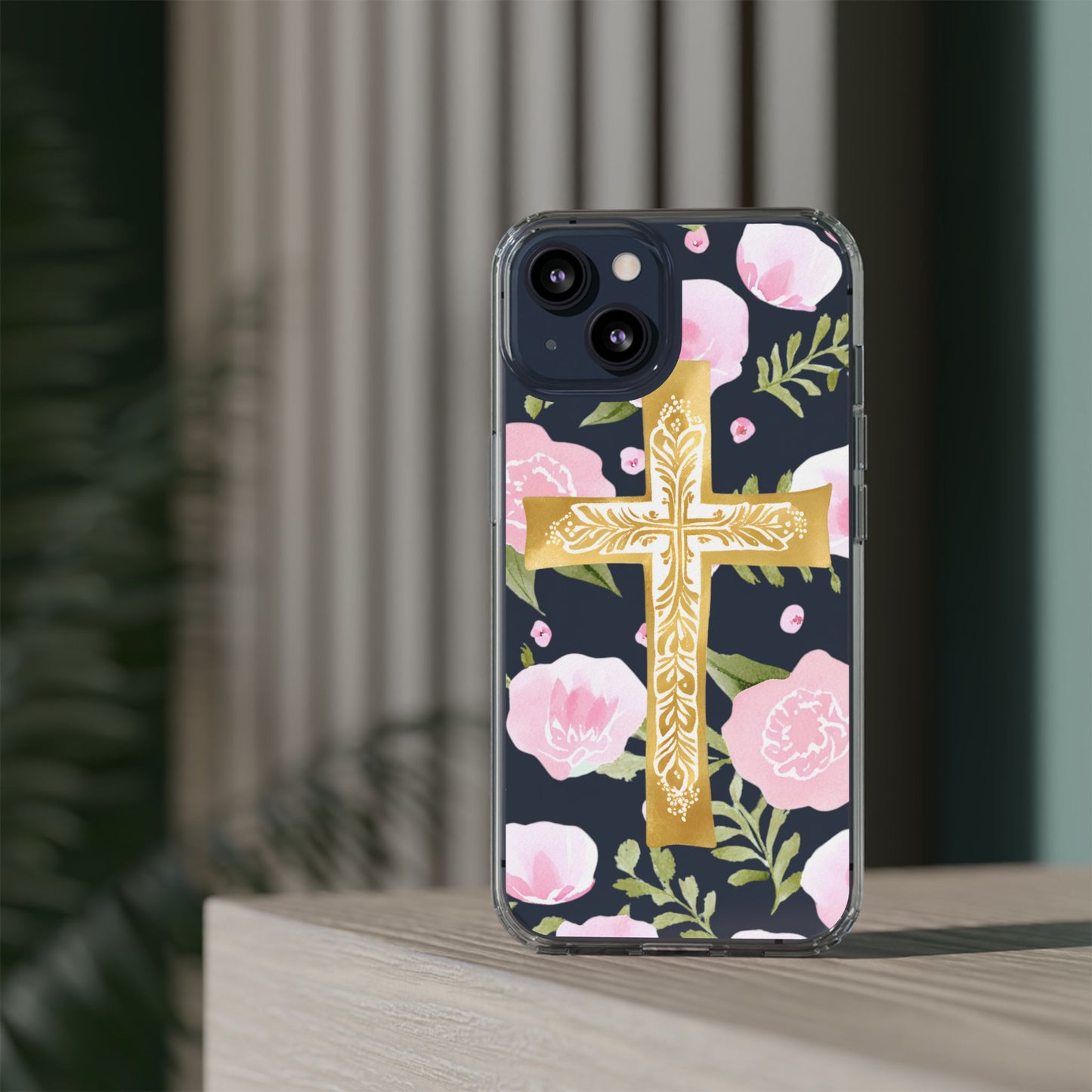 Gold Cross Clear Phone Case