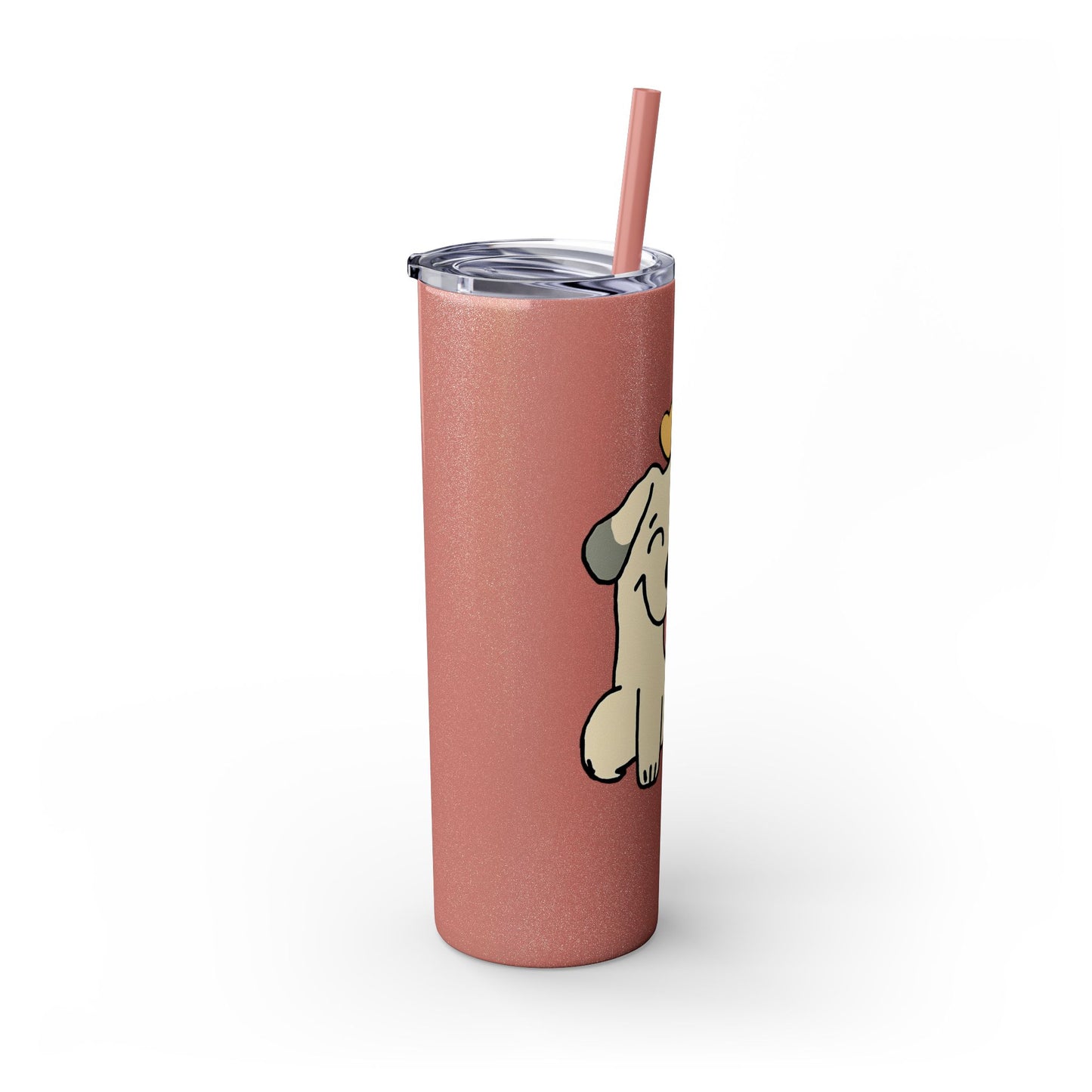 Happy Love Puppy Dog Skinny Tumbler with Straw, 20oz