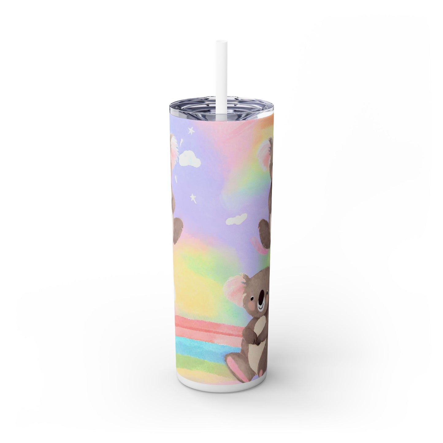 Koalas and Rainbows Skinny Tumbler with Straw, 20oz