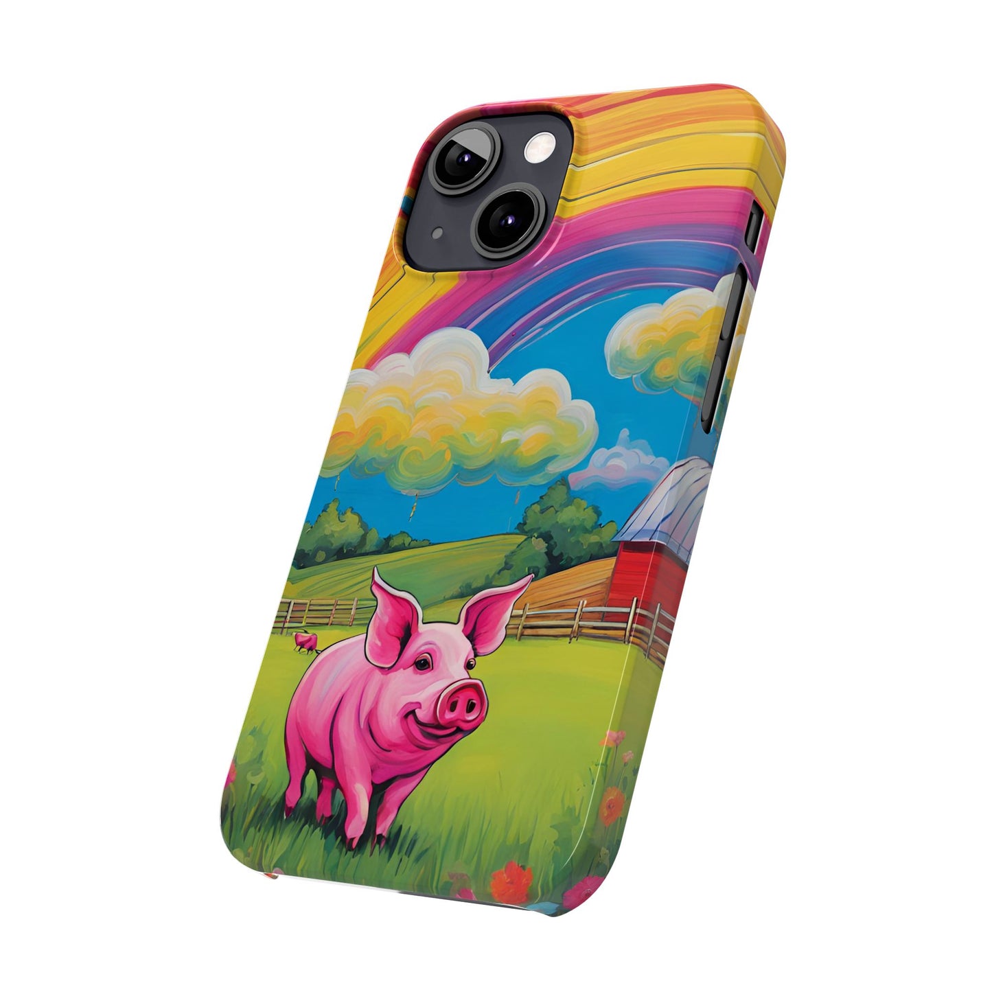 Rainbow Pig Farm Slim Phone Case