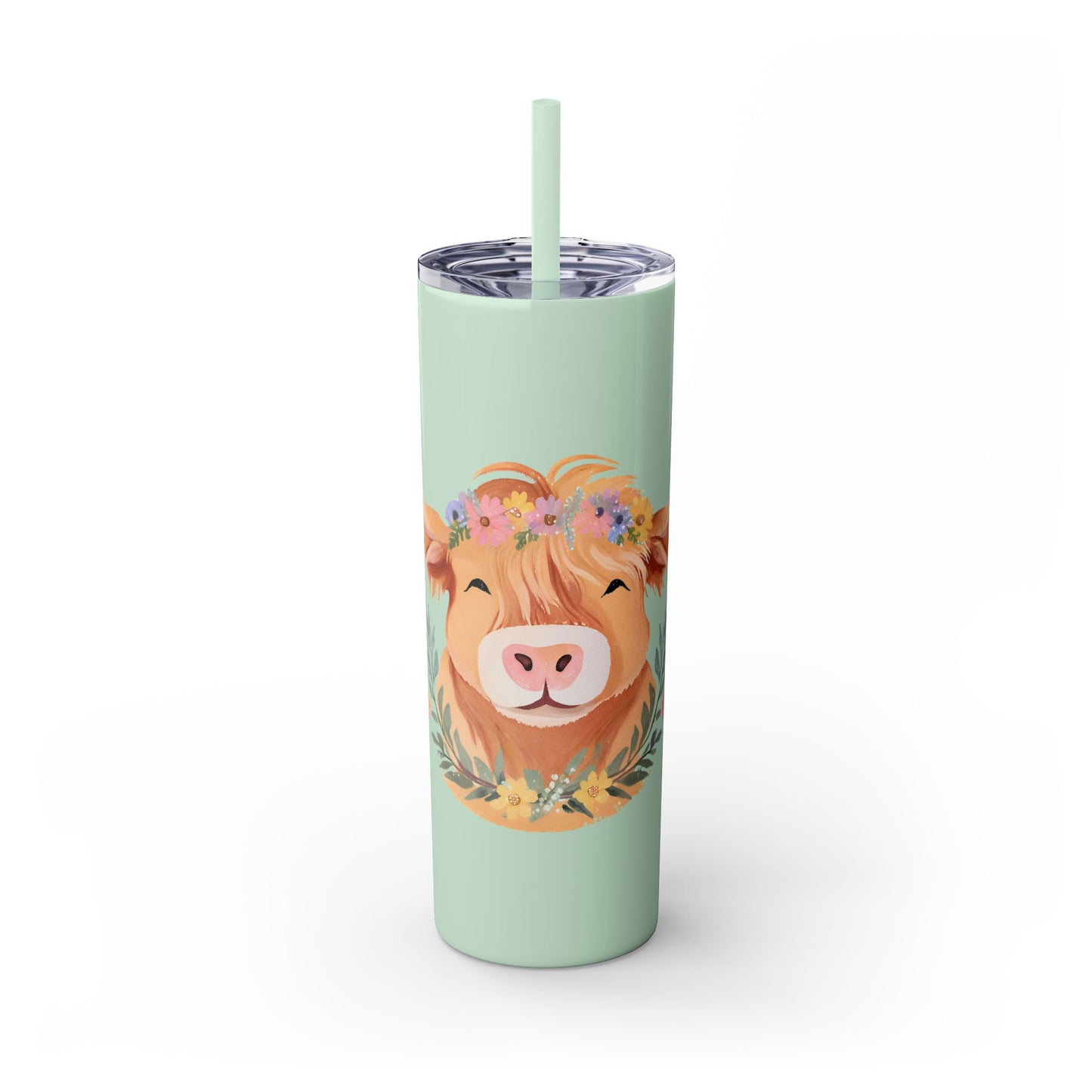 Highland Cow Skinny Tumbler with Straw, 20oz