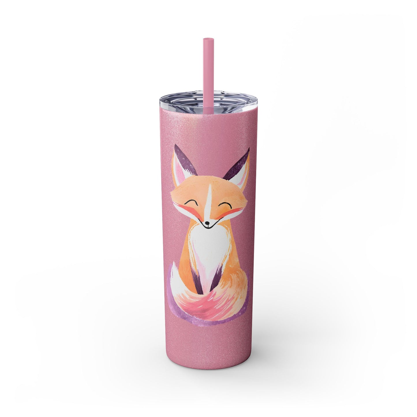 Cute Fox Skinny Tumbler with Straw, 20oz