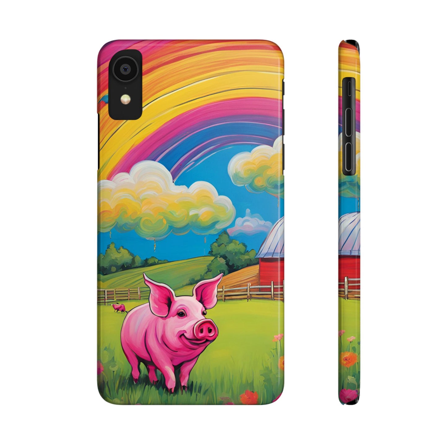 Rainbow Pig Farm Slim Phone Case