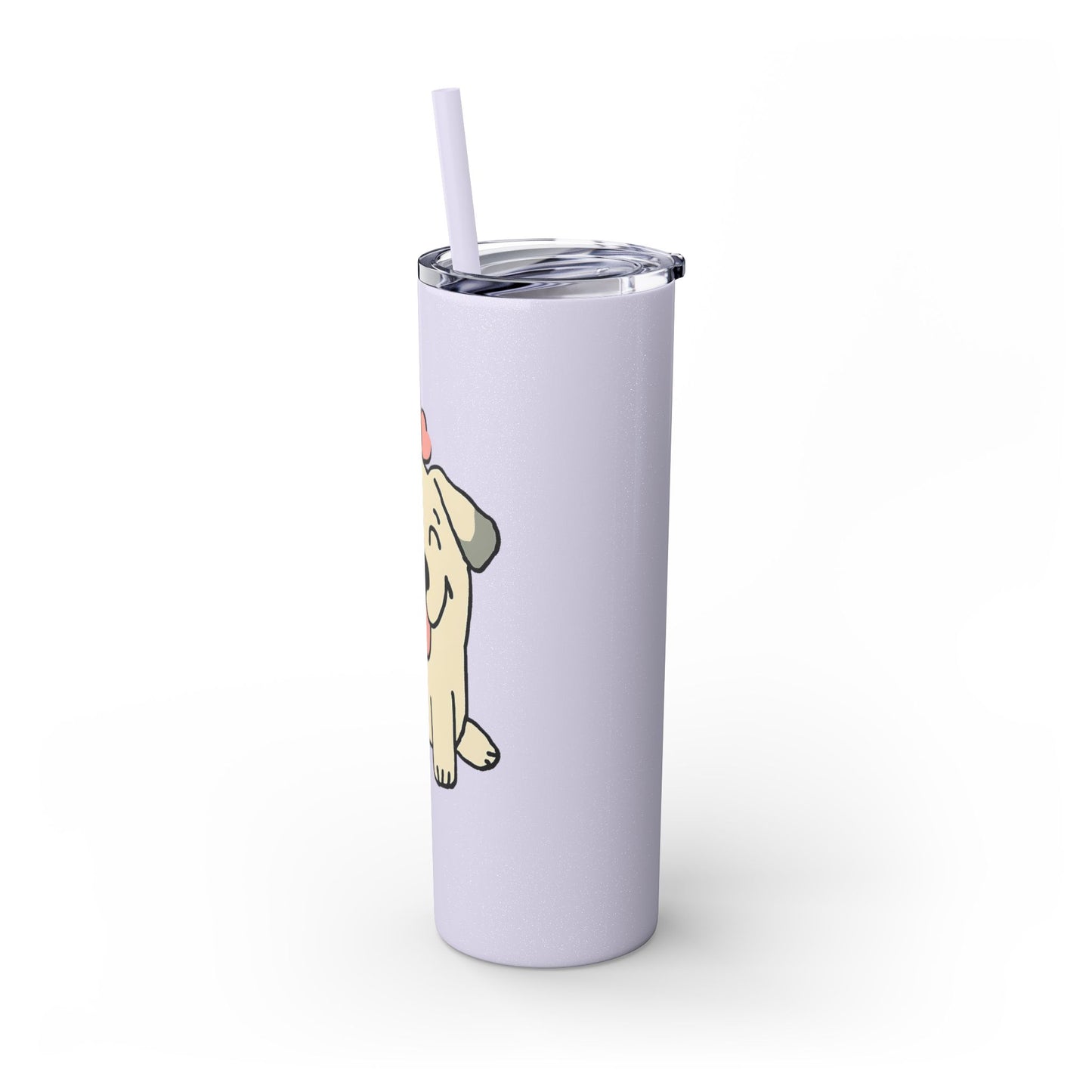 Happy Love Puppy Dog Skinny Tumbler with Straw, 20oz