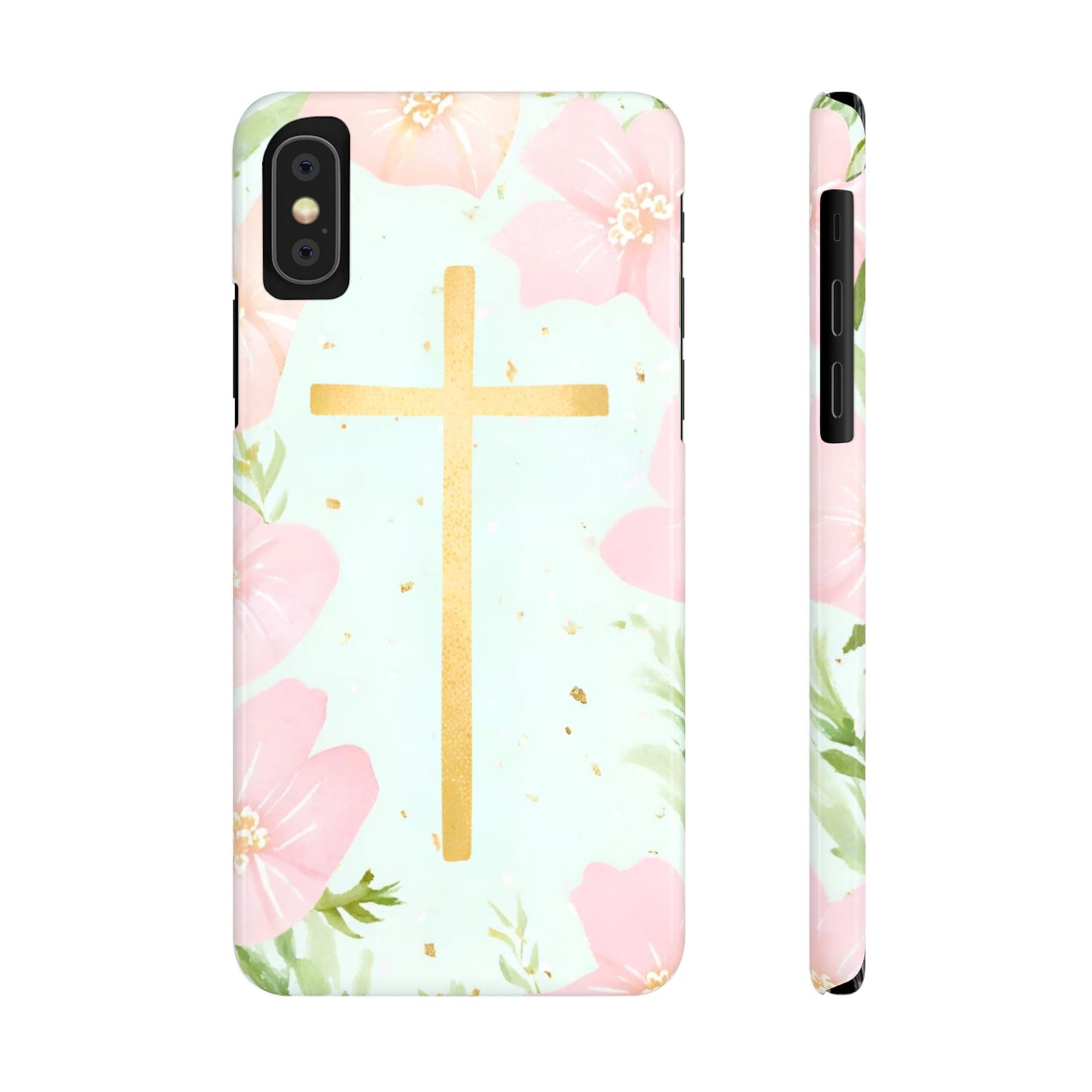 Cross with flowers Slim Phone Case