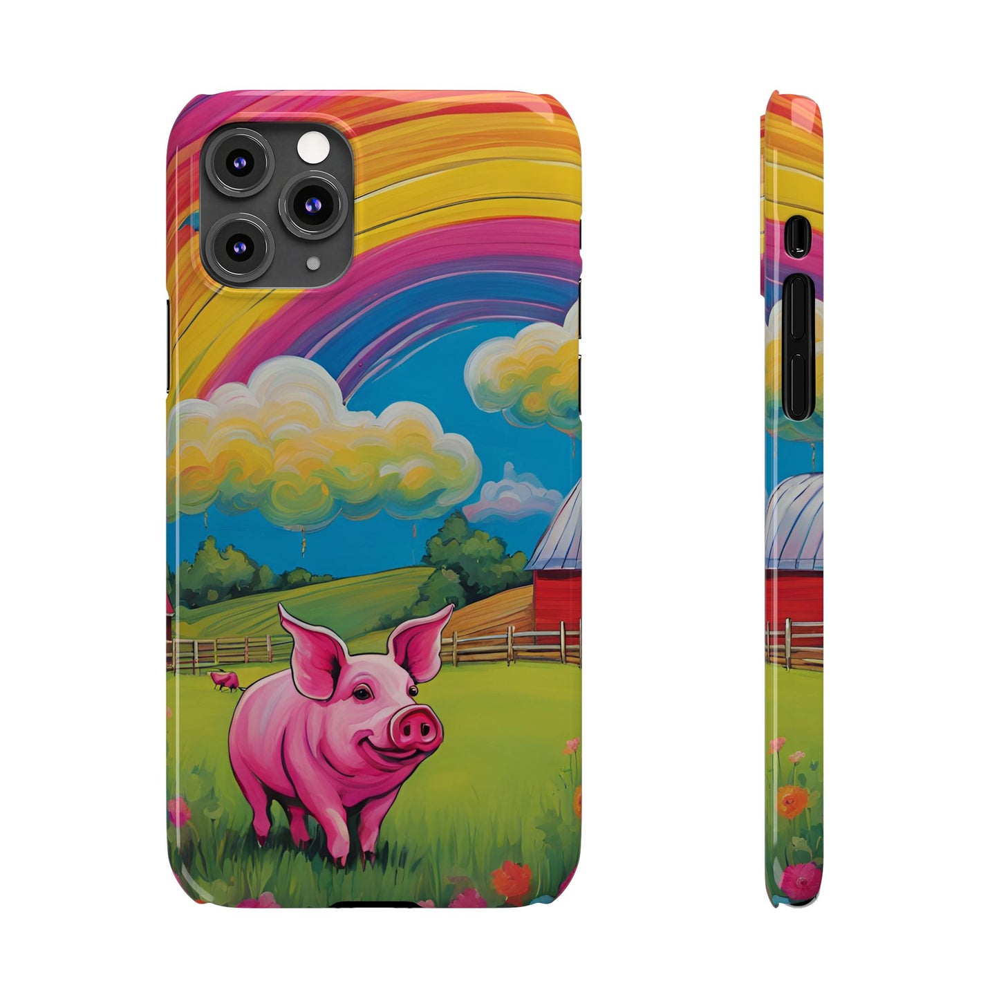 Rainbow Pig Farm Slim Phone Case