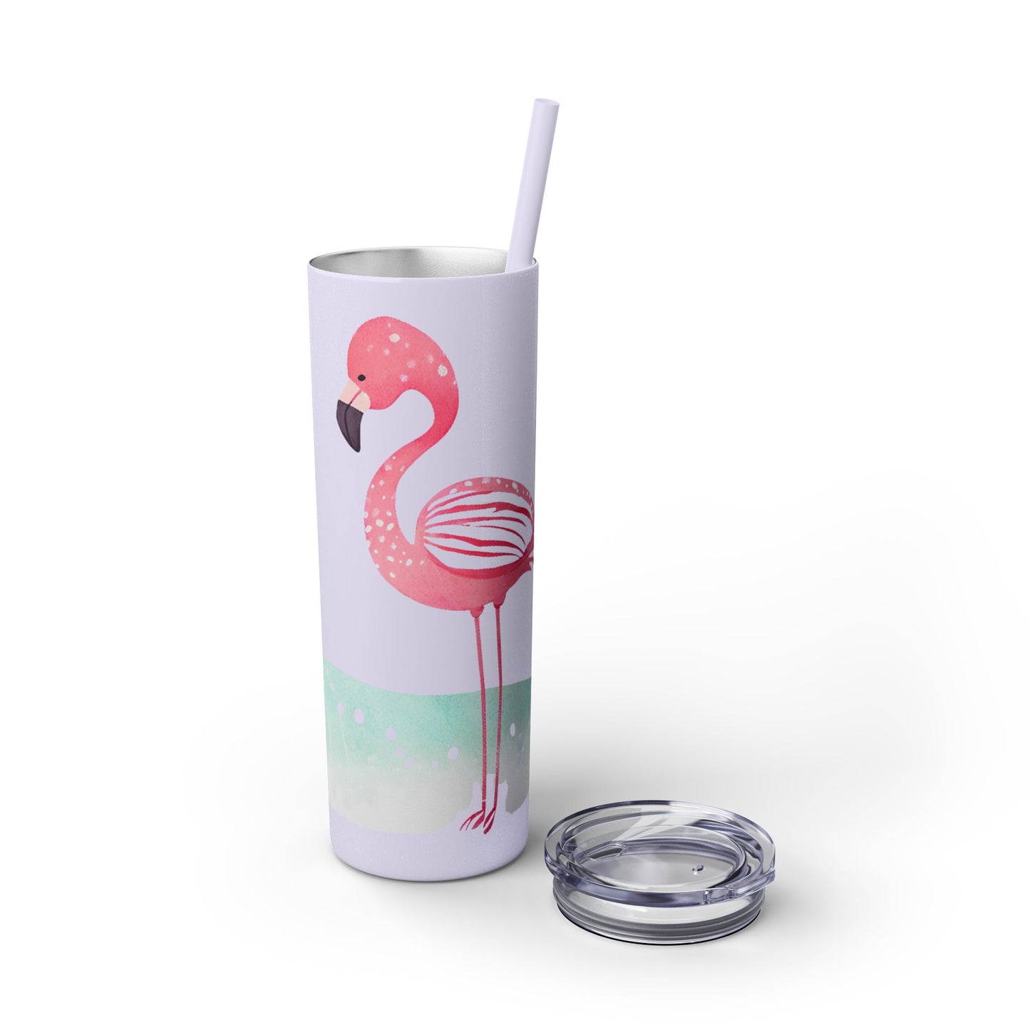 Flamingo Skinny Tumbler with Straw, 20oz