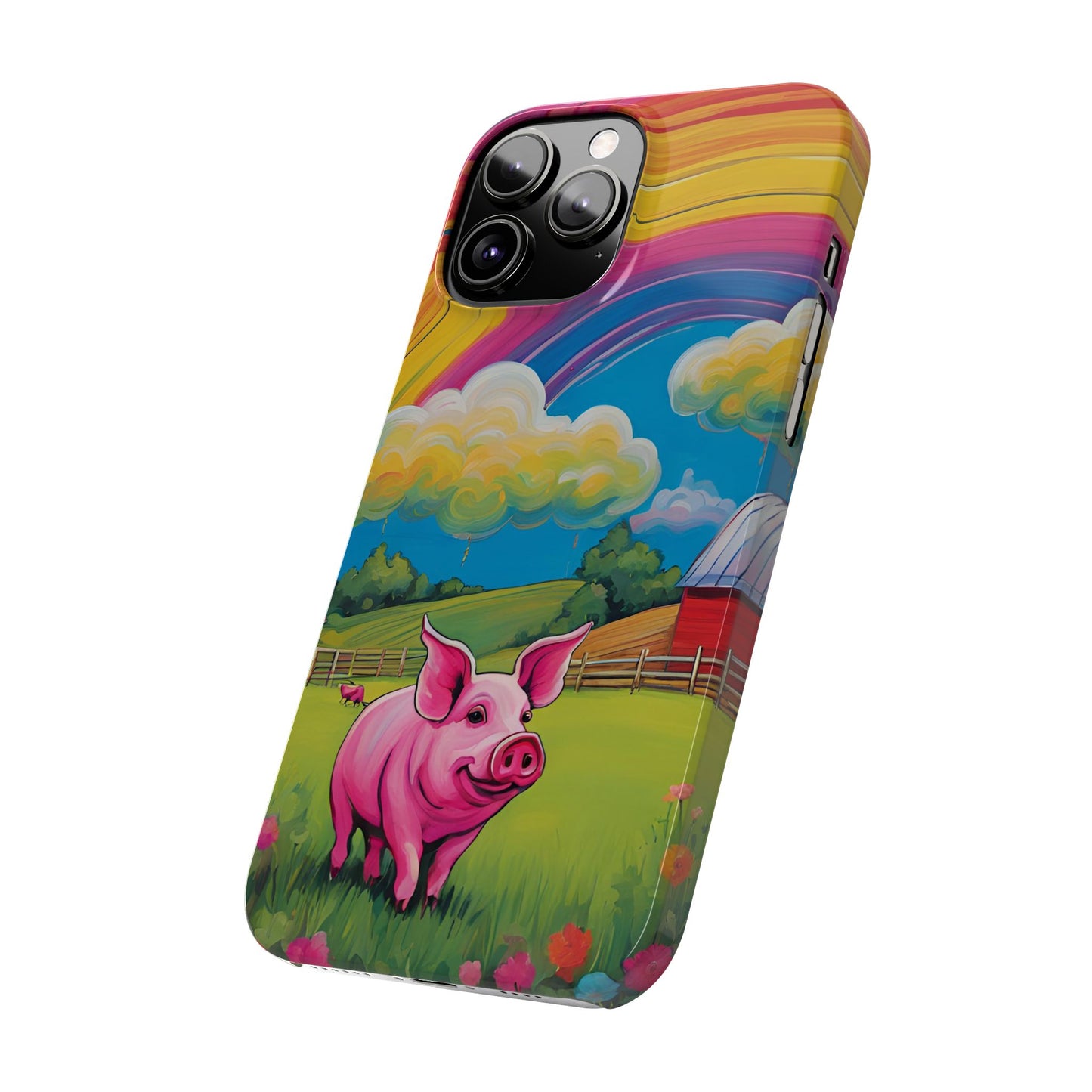 Rainbow Pig Farm Slim Phone Case