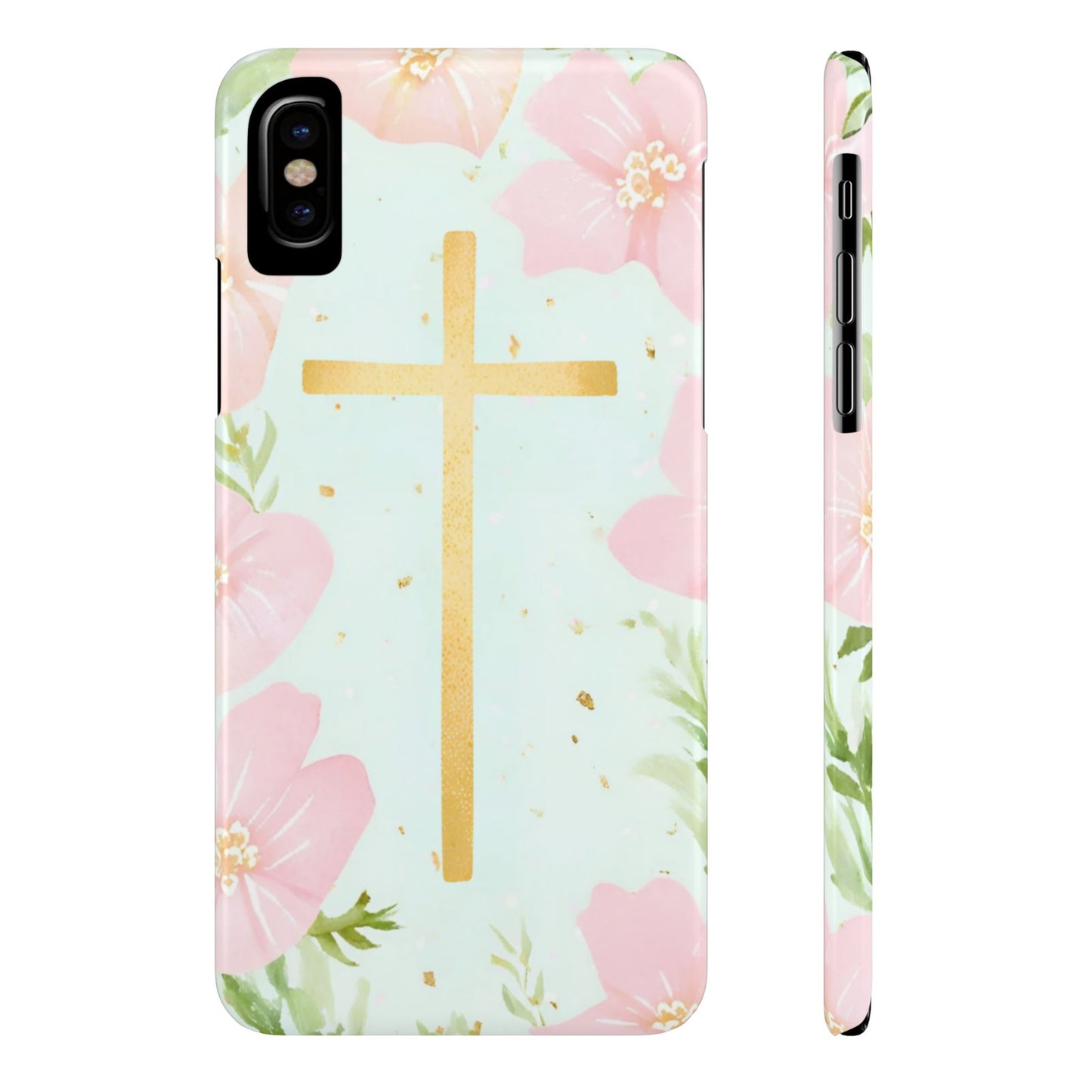 Cross with flowers Slim Phone Case