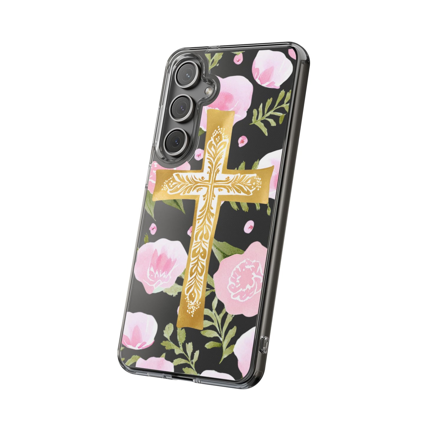 Gold Cross Clear Phone Case