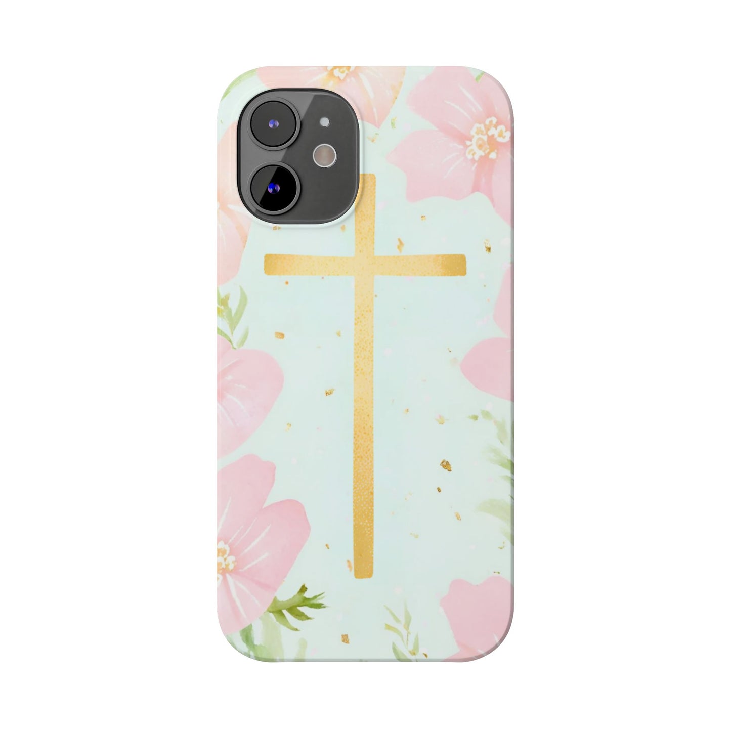 Cross with flowers Slim Phone Case