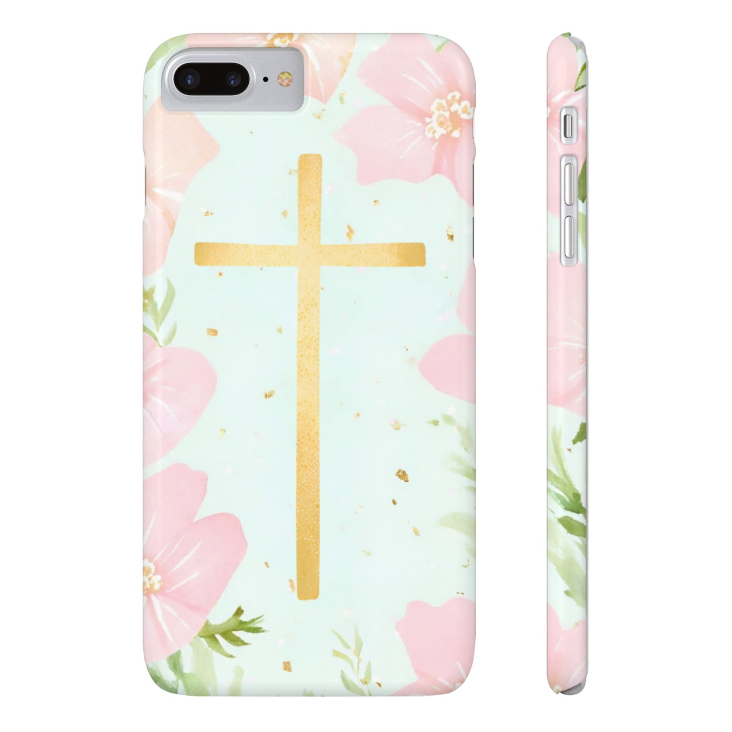 Cross with flowers Slim Phone Case