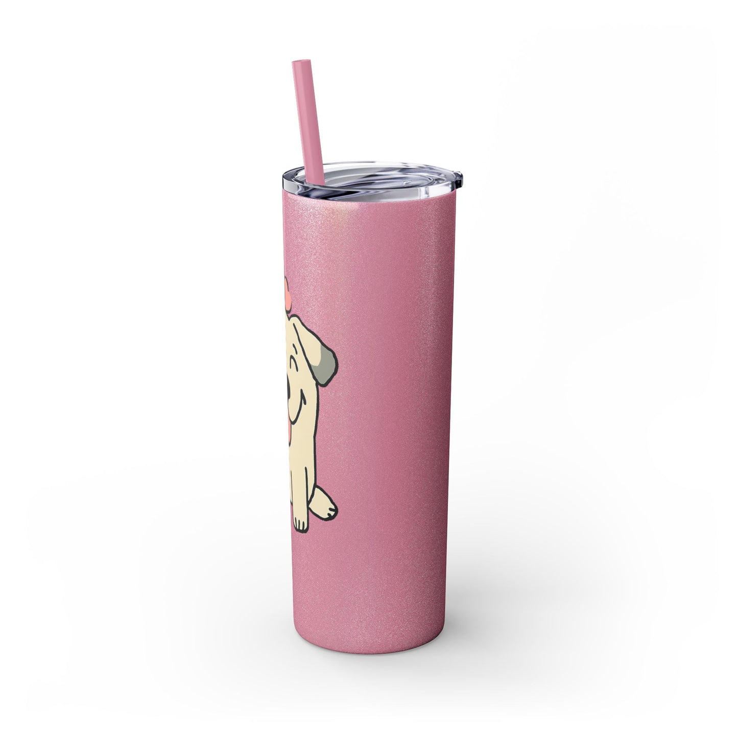 Happy Love Puppy Dog Skinny Tumbler with Straw, 20oz