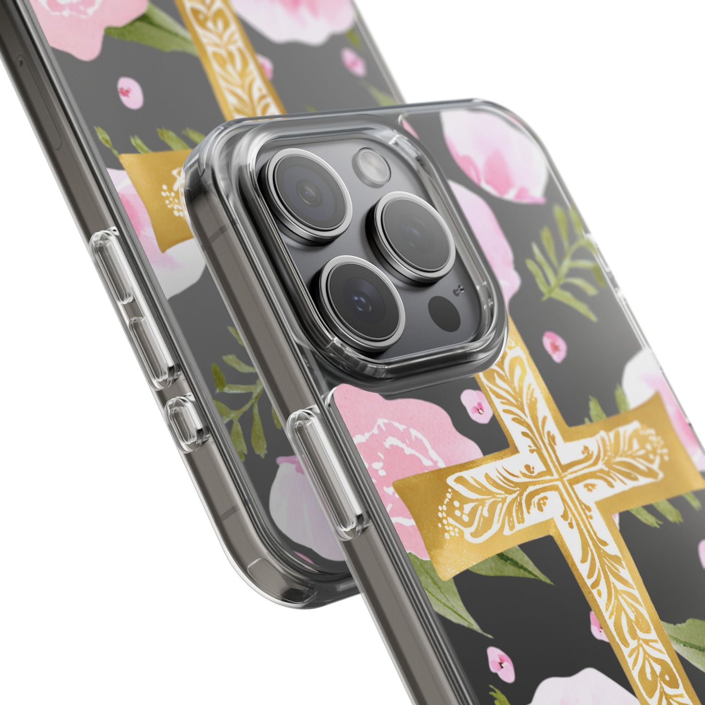 Gold Cross Clear Phone Case