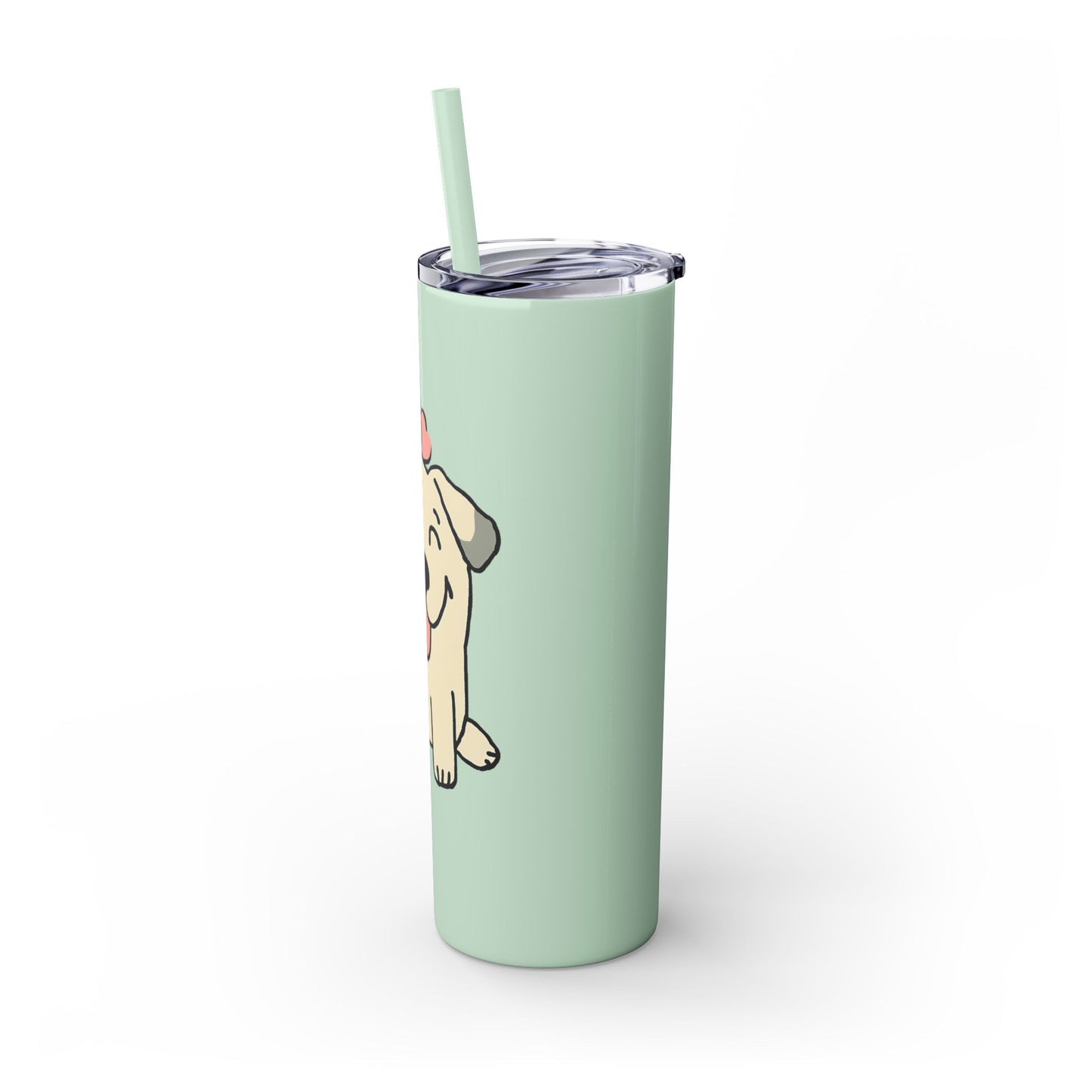 Happy Love Puppy Dog Skinny Tumbler with Straw, 20oz