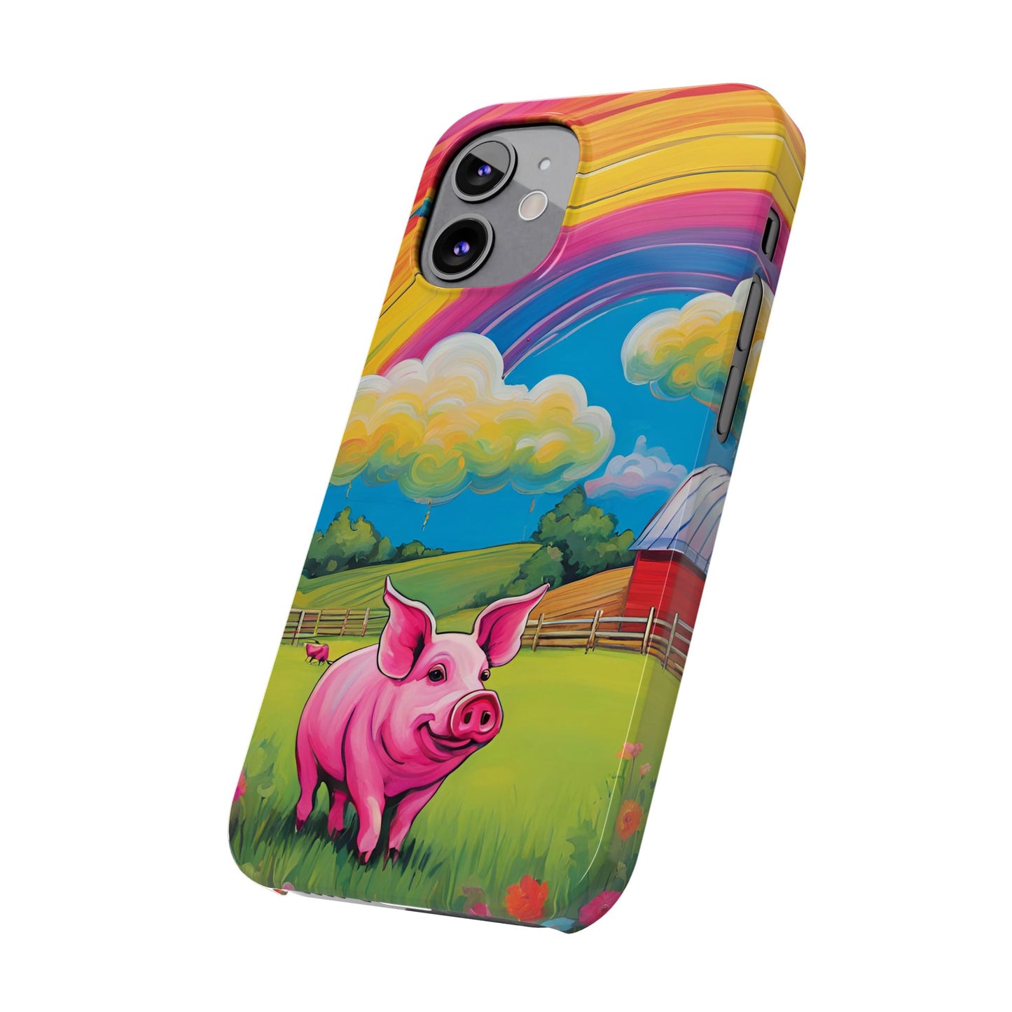 Rainbow Pig Farm Slim Phone Case