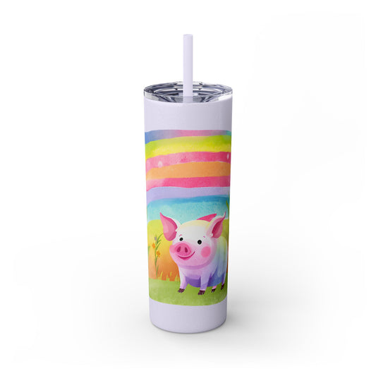 Rainbow Pig Tumbler with Straw, 20oz