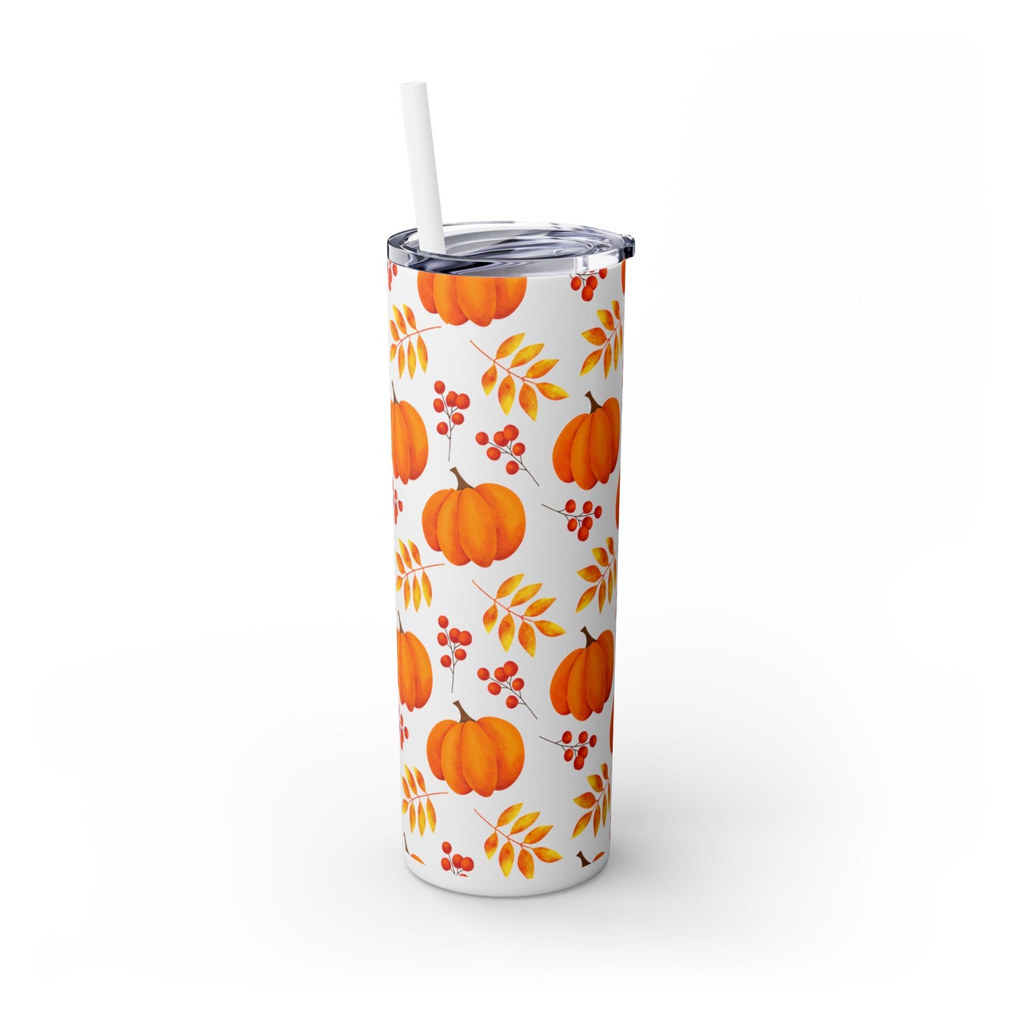 Pumpkin Skinny Tumbler with Straw, 20oz