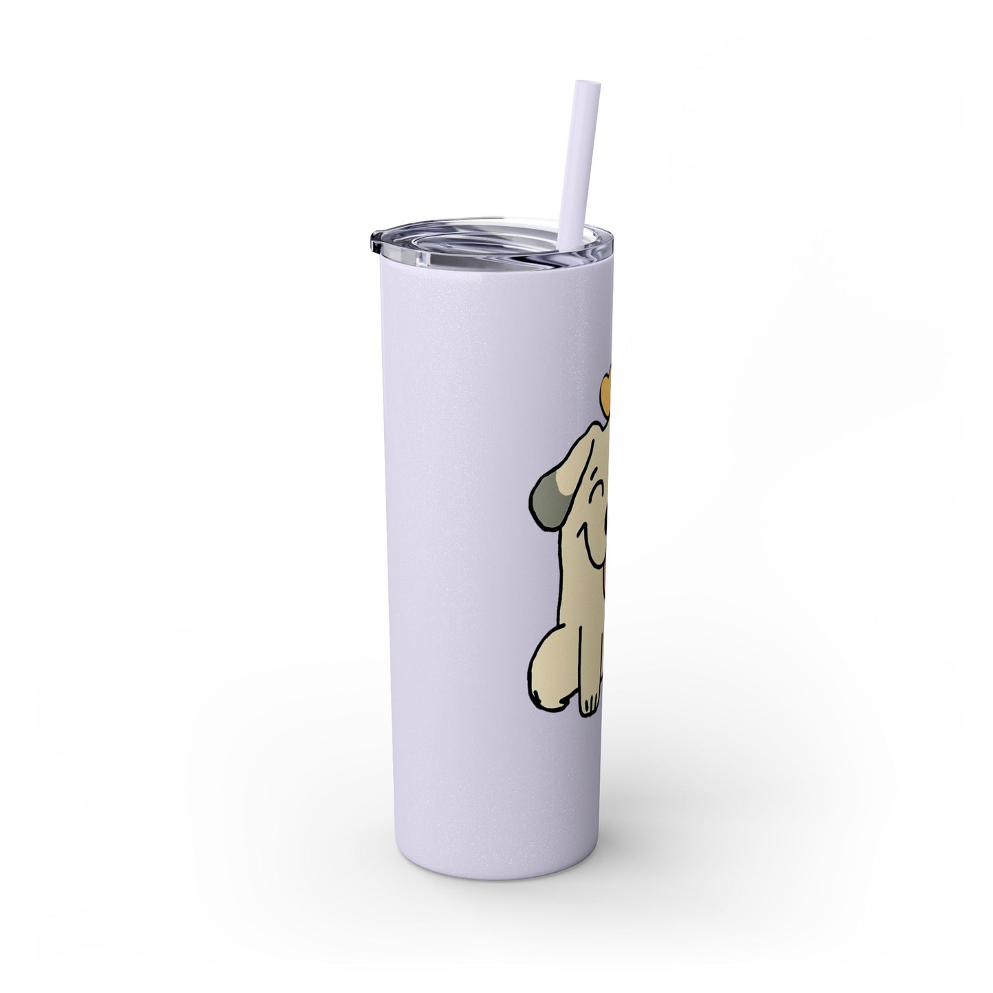 Happy Love Puppy Dog Skinny Tumbler with Straw, 20oz