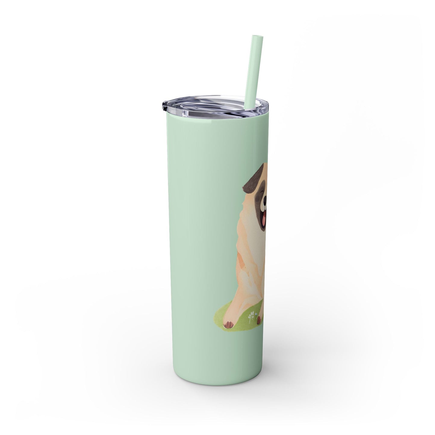 Happy Shepherd Puppy Dog Skinny Tumbler with Straw, 20oz