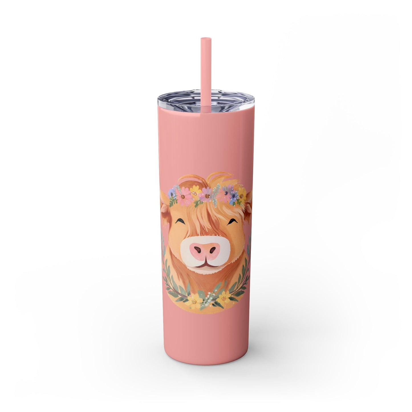 Highland Cow Skinny Tumbler with Straw, 20oz