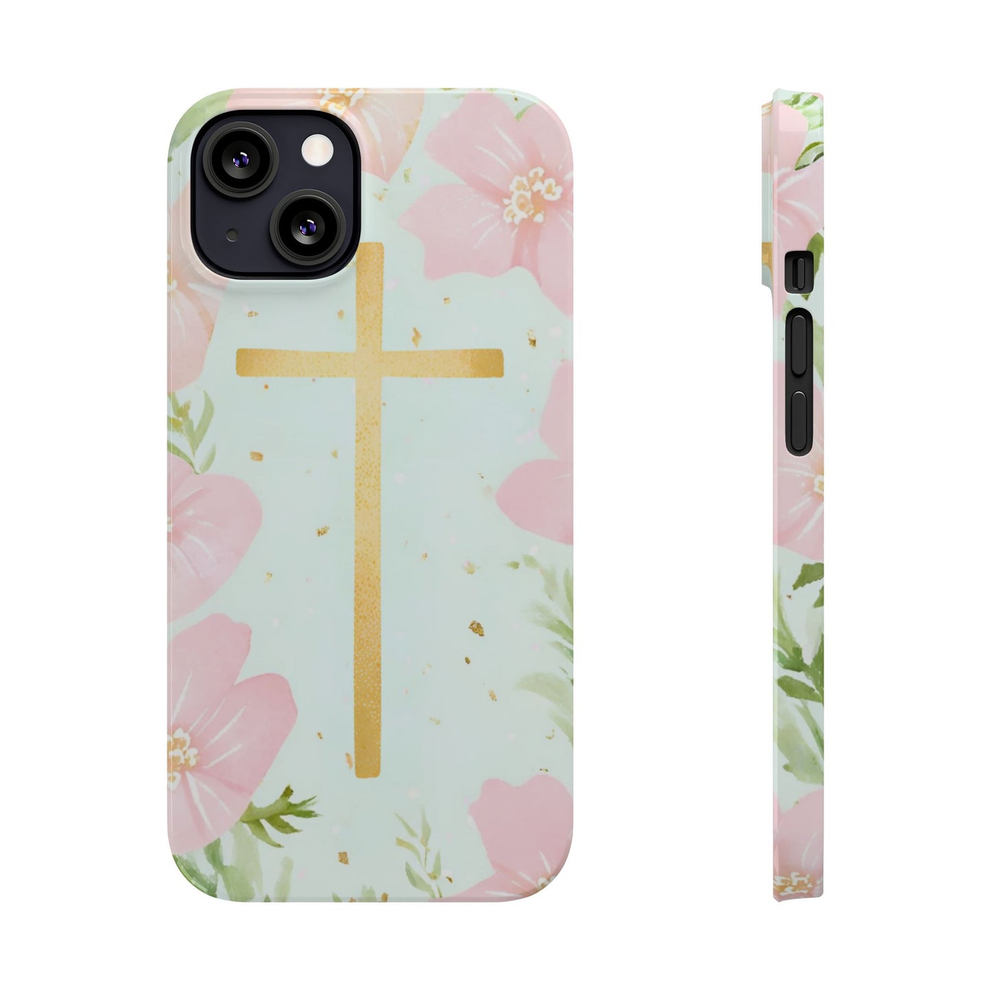 Cross with flowers Slim Phone Case