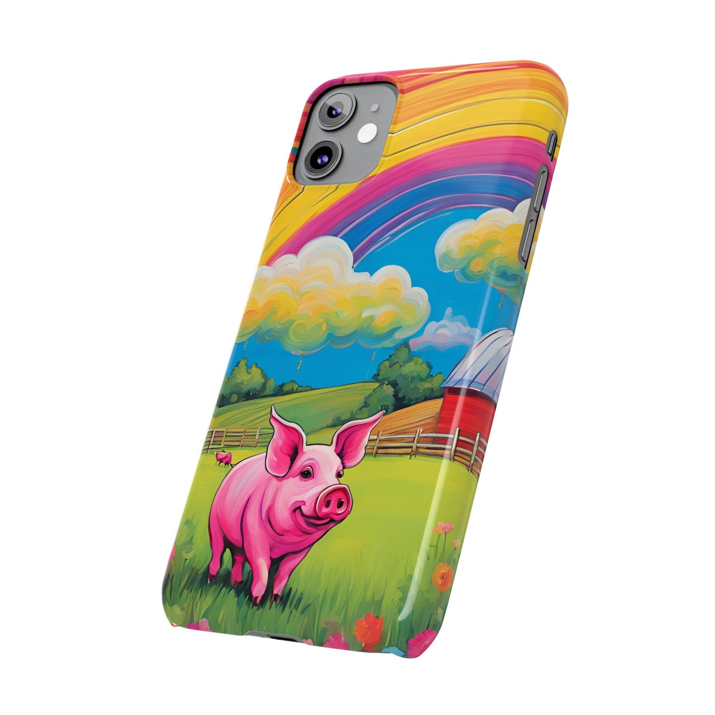 Rainbow Pig Farm Slim Phone Case