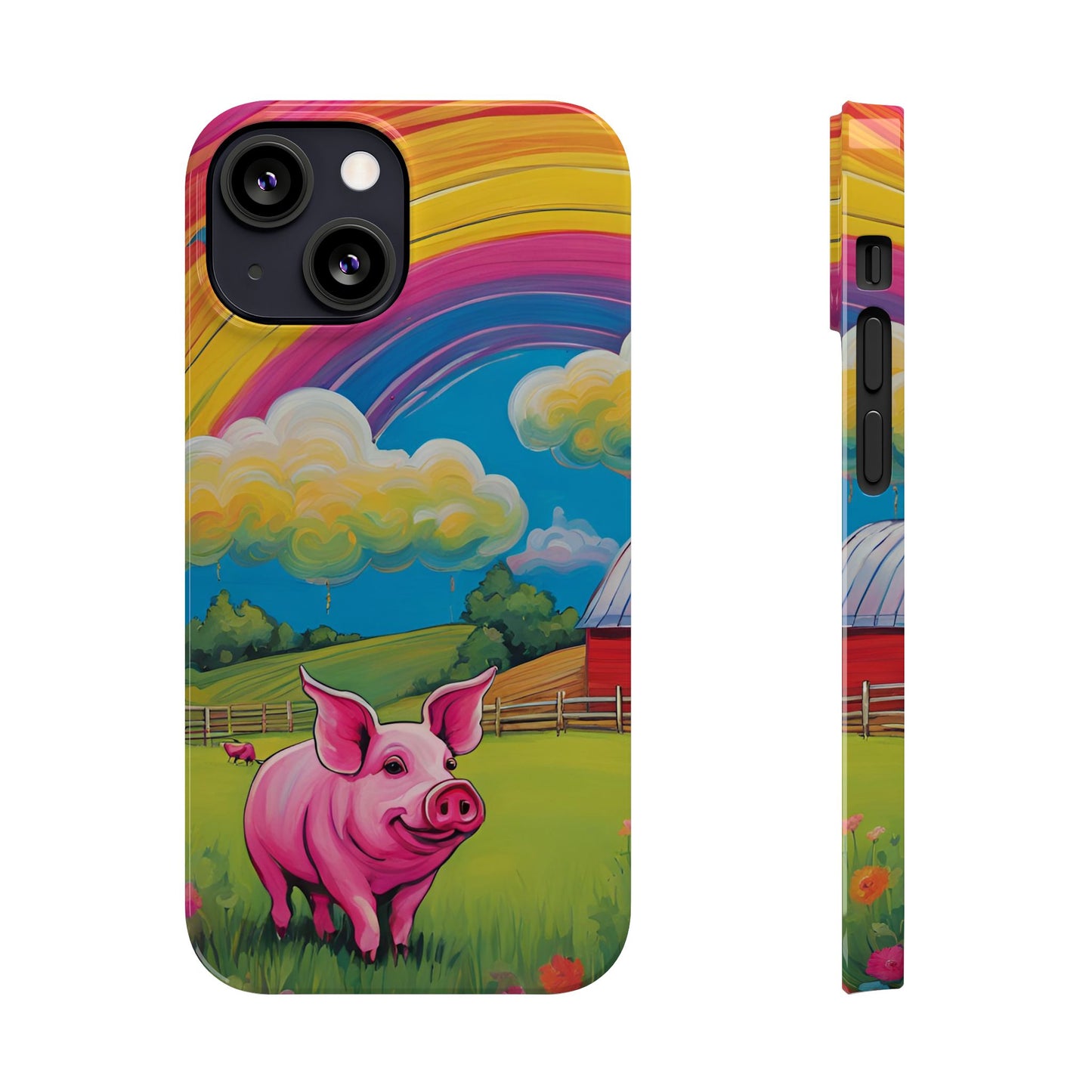 Rainbow Pig Farm Slim Phone Case