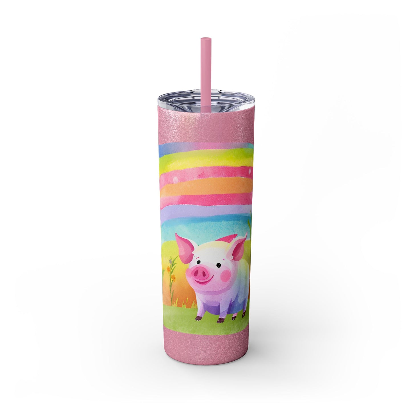 Rainbow Pig Tumbler with Straw, 20oz