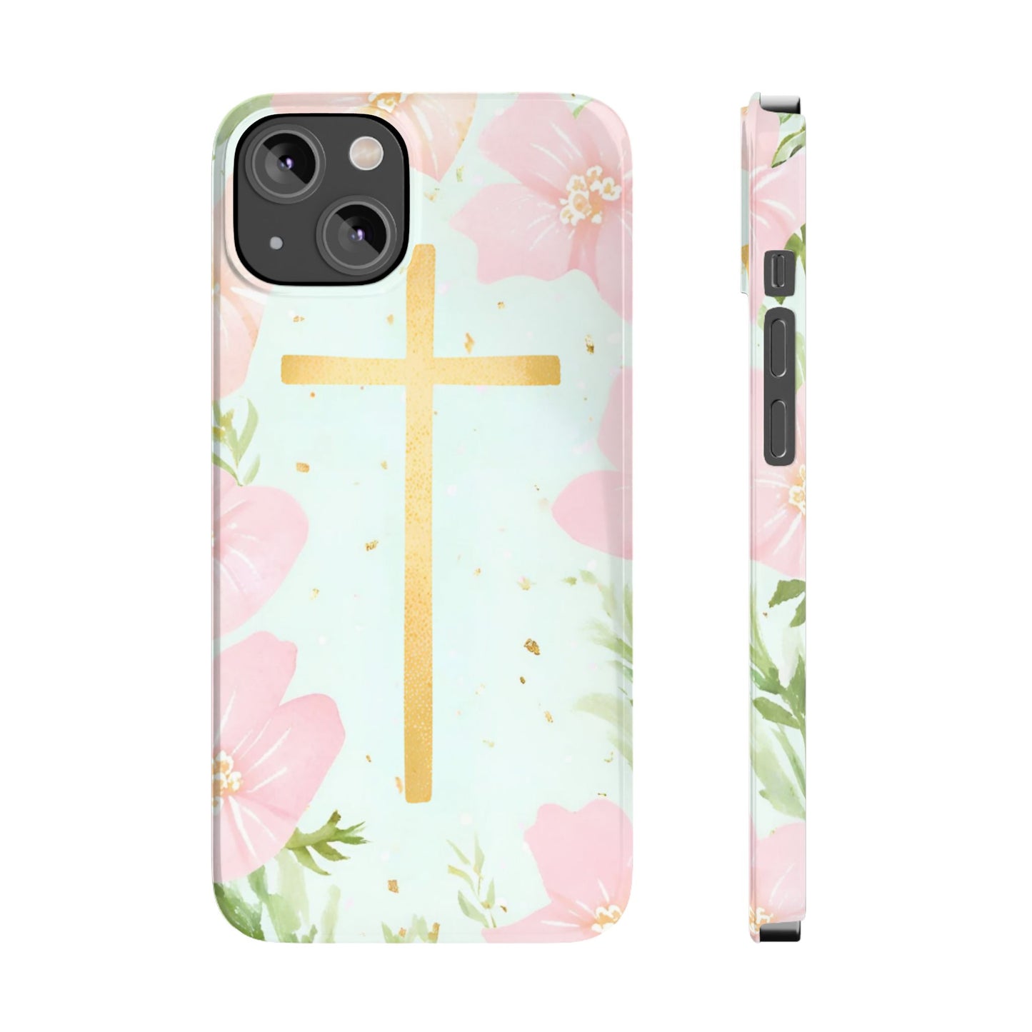 Cross with flowers Slim Phone Case