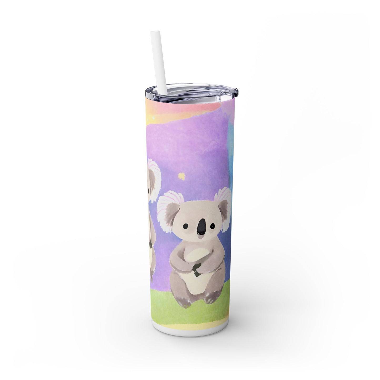 Rainbow Koalas Skinny Tumbler with Straw, 20oz