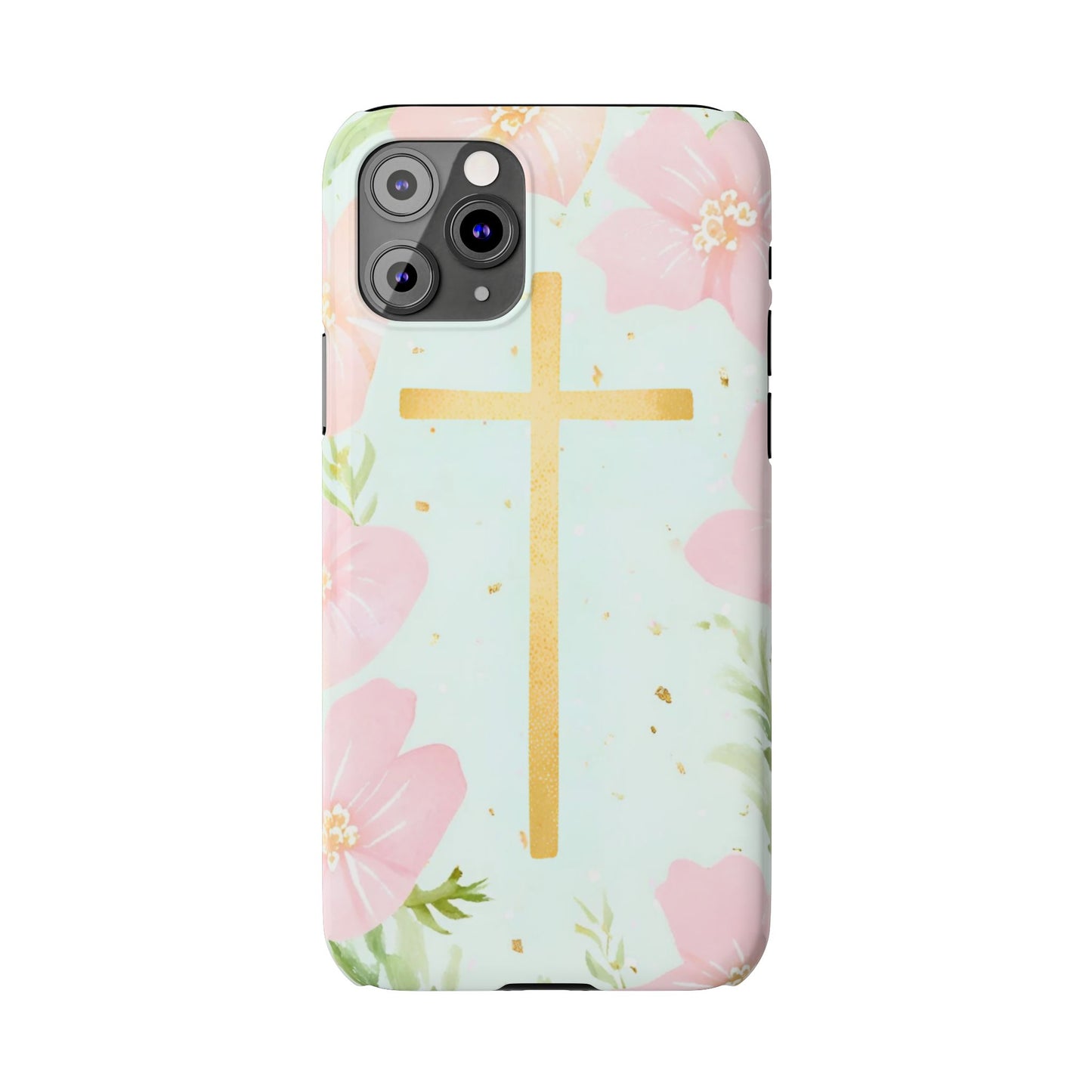 Cross with flowers Slim Phone Case