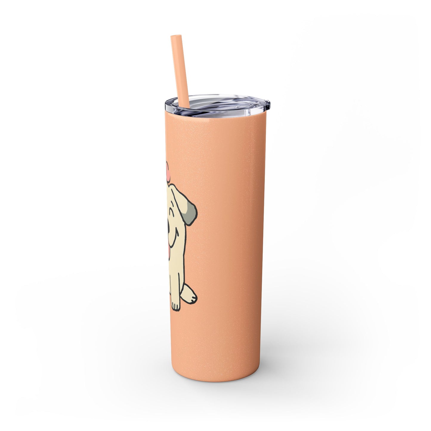 Happy Love Puppy Dog Skinny Tumbler with Straw, 20oz