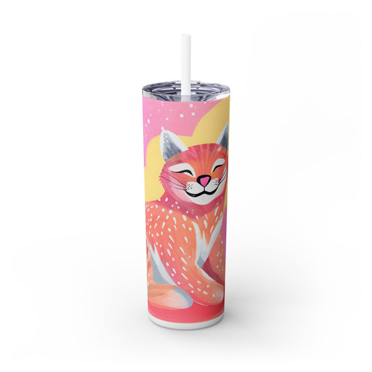 Bobcat Sunset Skinny Tumbler with Straw, 20oz