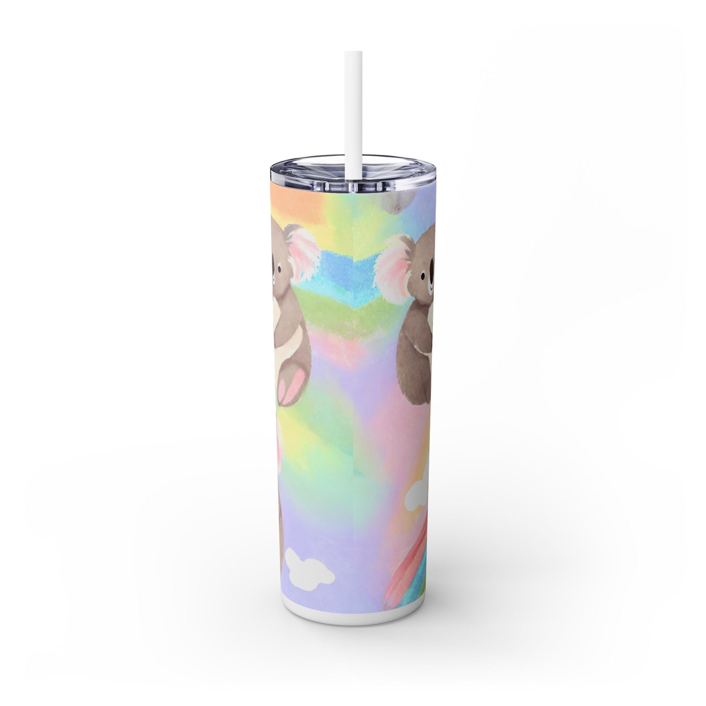 Koalas and Rainbows Skinny Tumbler with Straw, 20oz