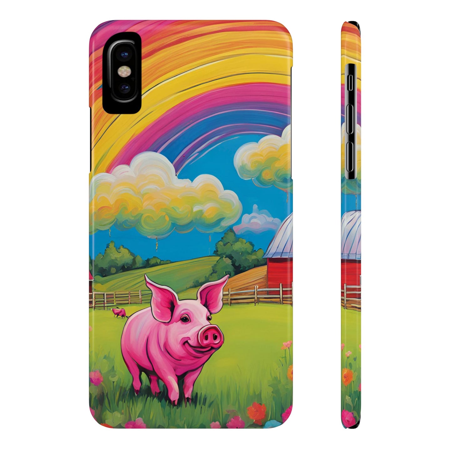 Rainbow Pig Farm Slim Phone Case